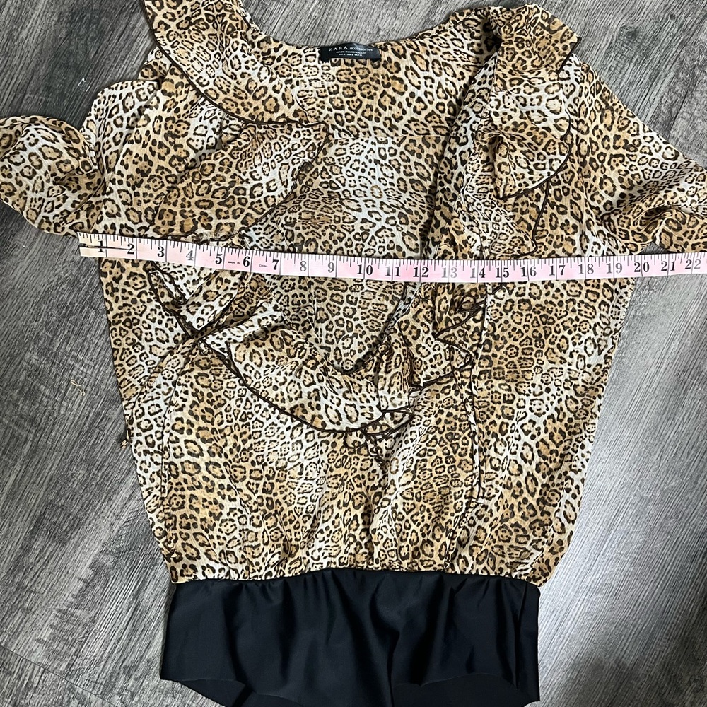ZARA leopard Print Ruffle Bodysuit - Picture 4 of 6